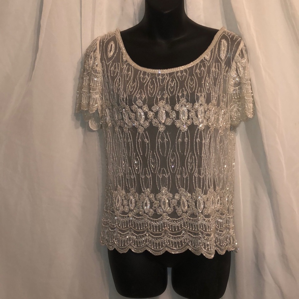 Siena vintage age beaded shear size 10 blouse top